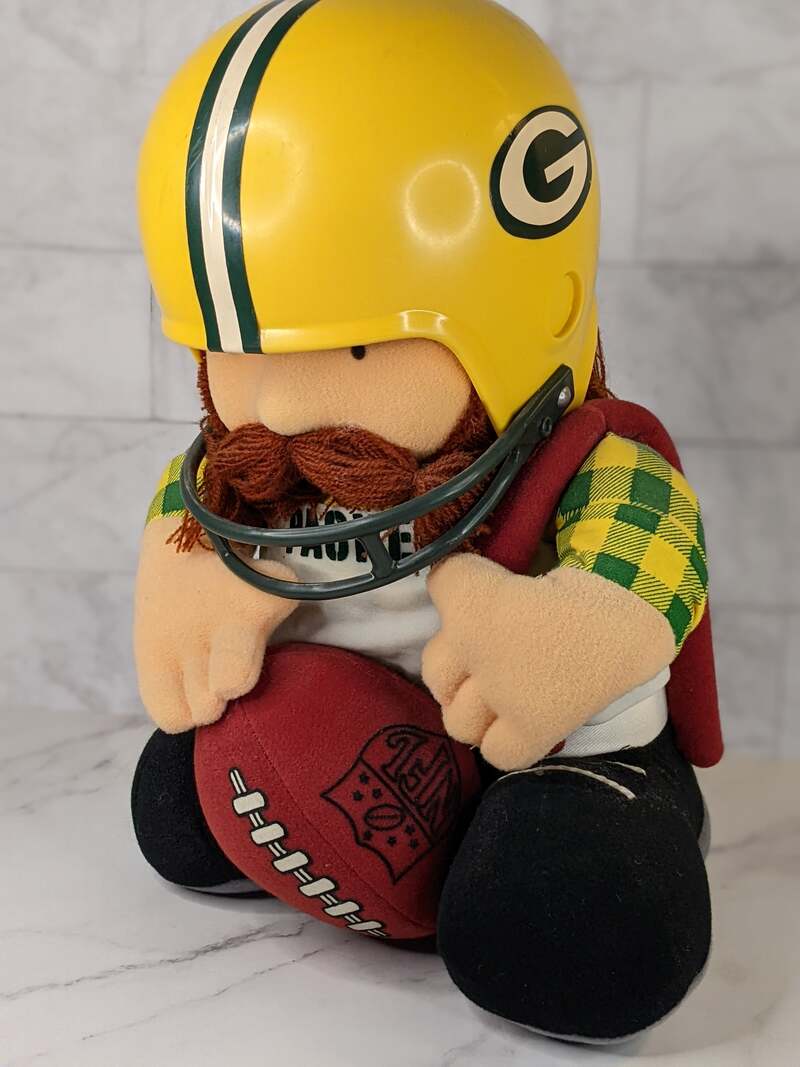 Packy Packer Huddles Vintage NFL Green Bay Packers NFL Doll 1983 Plush with Helmet